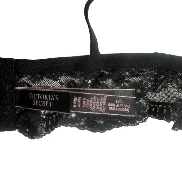 Victoria's Secret Unlined Wireless Lace Black Bralette Large‎ - Picture 9 of 10